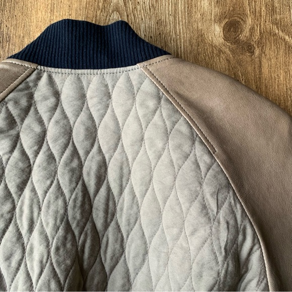 All Saints Leather Suede Bomber Jacket Small Womens 6 Beige - Picture 10 of 11